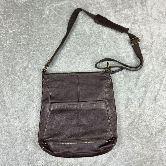 The Sak Brown Genuine Leather Iris Crossbody Satchel Bag - Picture 3 of 12